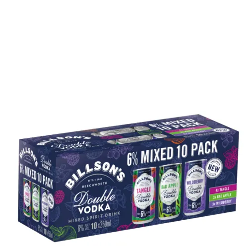 Picture of Billson's Double Vodka Mixed 10Pk Cans 250ml
