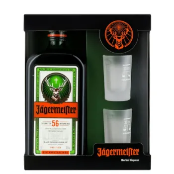 Picture of Jagermeister Liqueur 2 Shot Glass Gift Box 700ml